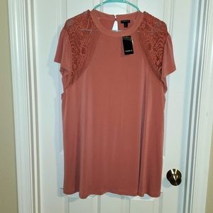 NWT Torrid Flowy Lace Detailed A-Line Coral Blouse 3 3x 22w/24w